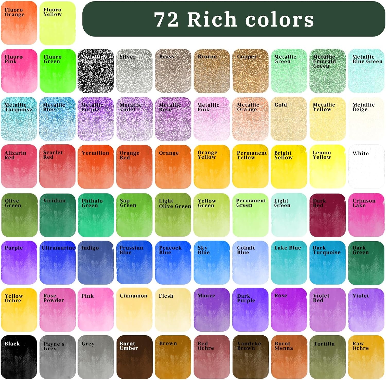 image:imageArtecho Watercolor Paint Set 72 Colors Travel Watercolor Set with Watercolor Papers and Brushes Ideal for Amateur Hobbyists Painting Lovers and Artists72Colors