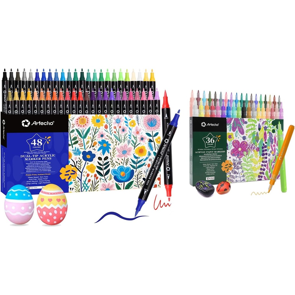 image:imageArtecho Acrylic Paint Markers 48 Colors Dual tip and 36 Colors 07mm Extra Fine Tip
