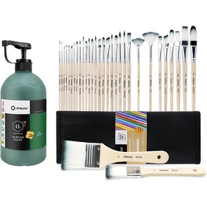 image:image32 Pcs Acrylic Paint Brushes Set amp Artecho Sap Green Acrylic Paint 1000ml  338 fl oz Pump Dispenser