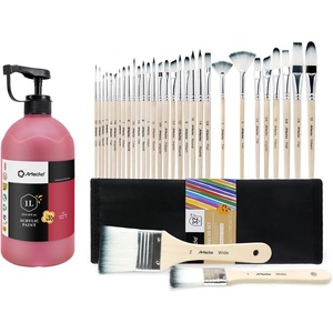 image:image32 Pcs Acrylic Paint Brushes Set amp Artecho Scarlet Red Acrylic Paint 1000ml  338 fl oz Pump Dispenser