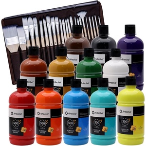 image:imageArtecho 24 PCS Paint Brushes amp 12 Colors Large Bulk Acrylic Paint Set 500ml17oz Bottles