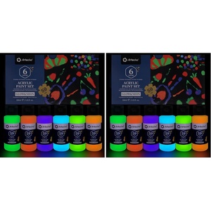 image:imageArtecho Glow in the Dark Paint 6 Colors 60 ml  2 oz Acrylic Paint for Decoration Art Painting Outdoor and Indoor Art Craft Supplies for Canvas Rock Wood Waterproof Rich Pigments Pack of 2