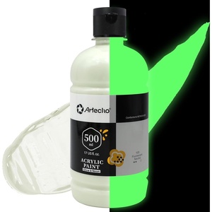 image:imageArtecho Neutral Glow in the Dark Acrylic Paint 500ml  17oz Large Bottle  Semi Glossy Finish High Pigment Rich Color Craft Paint for Canvas Rocks Wood Fabric Ceramic NonToxicGlowNeonNeutral