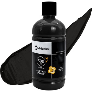 image:imageArtecho Neutral Glow in the Dark Acrylic Paint 500ml  17oz Large Bottle  Semi Glossy Finish High Pigment Rich Color Craft Paint for Canvas Rocks Wood Fabric Ceramic NonToxicMars Black