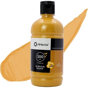 image:imageArtecho Neutral Glow in the Dark Acrylic Paint 500ml  17oz Large Bottle  Semi Glossy Finish High Pigment Rich Color Craft Paint for Canvas Rocks Wood Fabric Ceramic NonToxicYellow Ochre