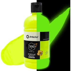 image:imageArtecho Neutral Glow in the Dark Acrylic Paint 500ml  17oz Large Bottle  Semi Glossy Finish High Pigment Rich Color Craft Paint for Canvas Rocks Wood Fabric Ceramic NonToxicGlowNeonYellow