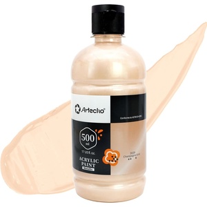 image:imageArtecho Neutral Glow in the Dark Acrylic Paint 500ml  17oz Large Bottle  Semi Glossy Finish High Pigment Rich Color Craft Paint for Canvas Rocks Wood Fabric Ceramic NonToxicChampagne Gold