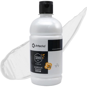 image:imageArtecho Neutral Glow in the Dark Acrylic Paint 500ml  17oz Large Bottle  Semi Glossy Finish High Pigment Rich Color Craft Paint for Canvas Rocks Wood Fabric Ceramic NonToxicPearl White