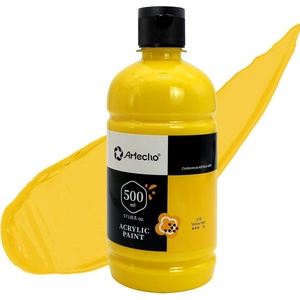 image:imageArtecho Neutral Glow in the Dark Acrylic Paint 500ml  17oz Large Bottle  Semi Glossy Finish High Pigment Rich Color Craft Paint for Canvas Rocks Wood Fabric Ceramic NonToxicYellow Mid