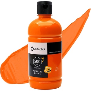 image:imageArtecho Neutral Glow in the Dark Acrylic Paint 500ml  17oz Large Bottle  Semi Glossy Finish High Pigment Rich Color Craft Paint for Canvas Rocks Wood Fabric Ceramic NonToxicOrange