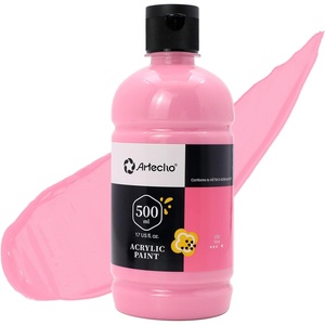 image:imageArtecho Neutral Glow in the Dark Acrylic Paint 500ml  17oz Large Bottle  Semi Glossy Finish High Pigment Rich Color Craft Paint for Canvas Rocks Wood Fabric Ceramic NonToxicPink