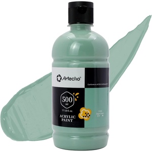 image:imageArtecho Neutral Glow in the Dark Acrylic Paint 500ml  17oz Large Bottle  Semi Glossy Finish High Pigment Rich Color Craft Paint for Canvas Rocks Wood Fabric Ceramic NonToxicSage Green