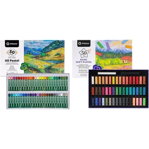 image:imageArtecho Oil Pastels Set of 50 Colors 8 x 60 mm amp 50pcs Soft Pastels 48 Colors Including 4 Fluorescent Colors