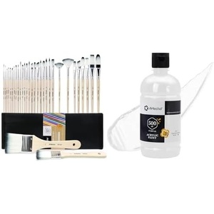 image:imageArtecho White Acrylic Paint Large Bottle 500ml  17oz amp 32 PCS Paint Brushes for Acrylic Painting