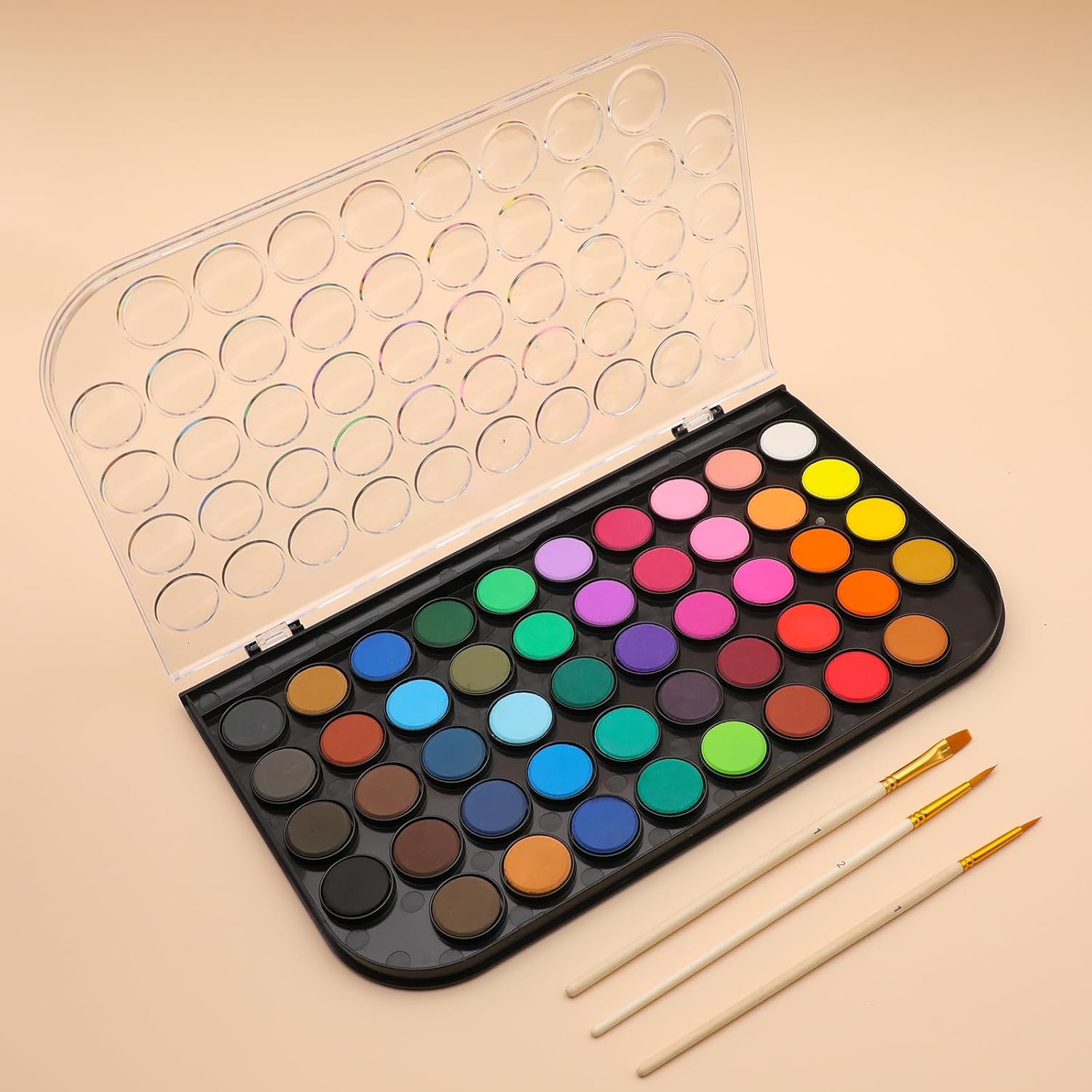 image:imageArtecho 48 Colors 5 Packs Watercolor Paint Set Portable Travel Watercolor Cake Kit with 3 Brushes EasyClean Washable Paint for Card Making Illustrations Painting Calligraphy48 colors