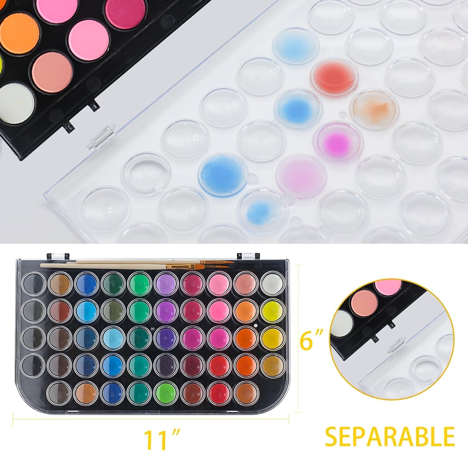image:imageArtecho 48 Colors 5 Packs Watercolor Paint Set Portable Travel Watercolor Cake Kit with 3 Brushes EasyClean Washable Paint for Card Making Illustrations Painting Calligraphy48 colors 5 pack