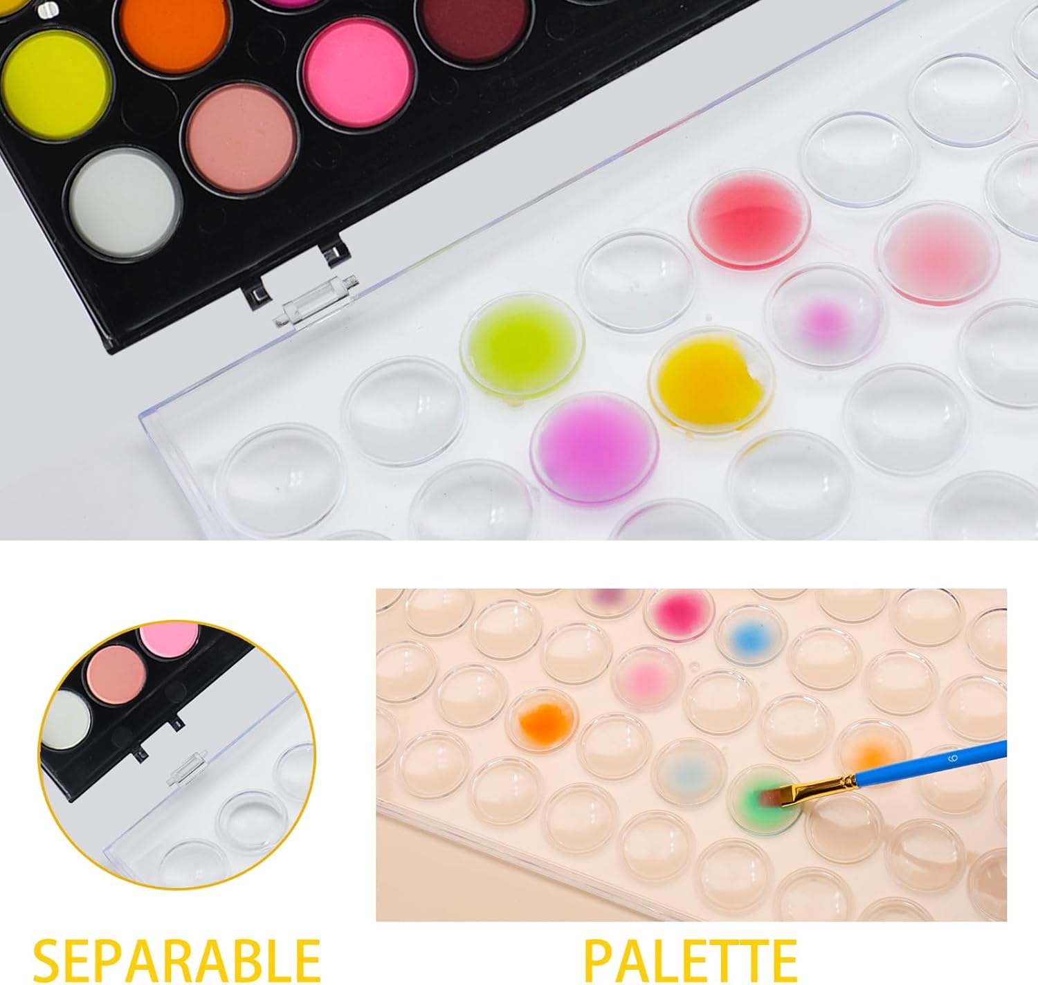 image:imageArtecho 48 Colors 5 Packs Watercolor Paint Set Portable Travel Watercolor Cake Kit with 3 Brushes EasyClean Washable Paint for Card Making Illustrations Painting Calligraphy48 colors with paper pad