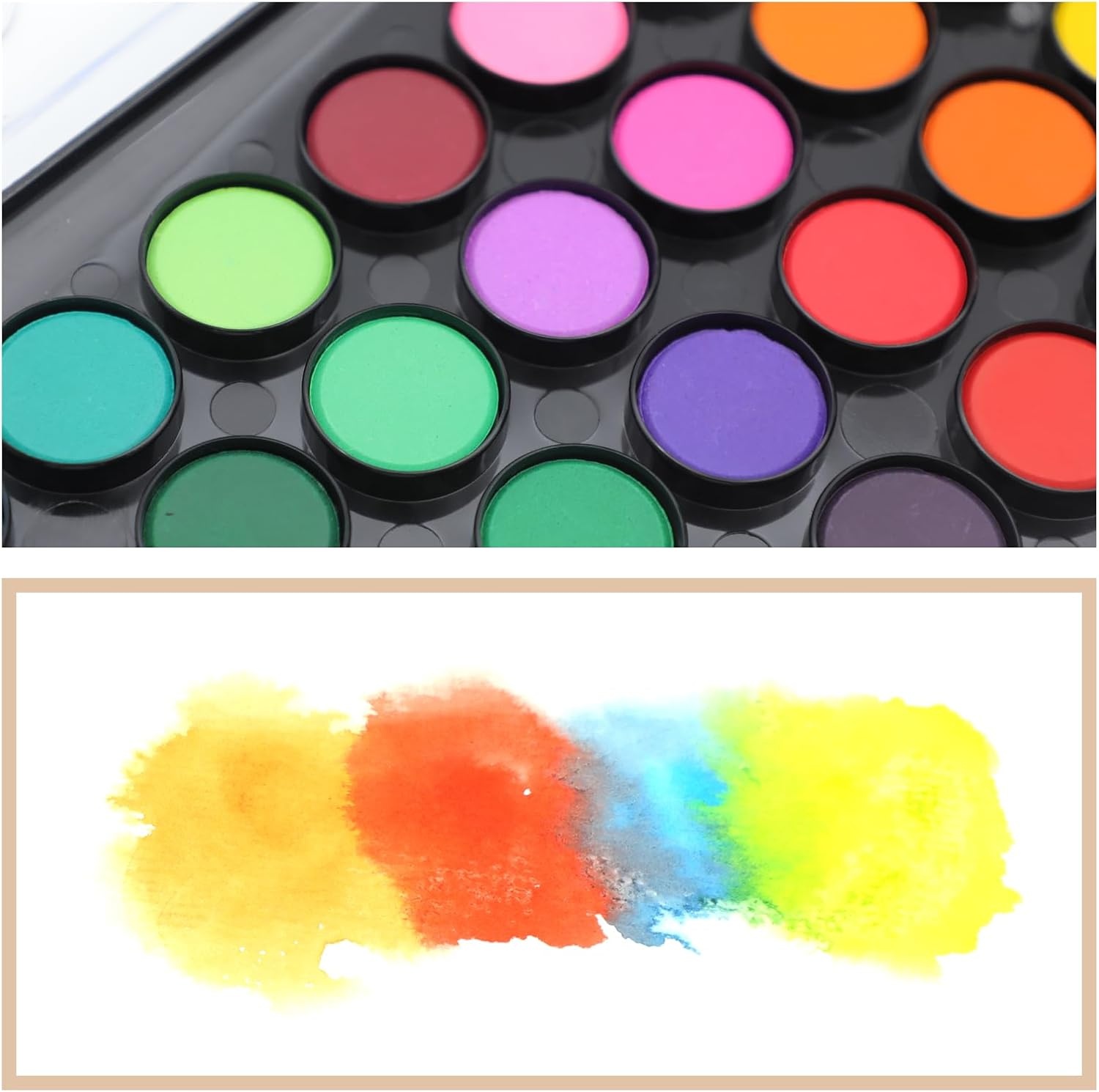 image:imageArtecho 48 Colors 5 Packs Watercolor Paint Set Portable Travel Watercolor Cake Kit with 3 Brushes EasyClean Washable Paint for Card Making Illustrations Painting Calligraphy48 colors with paper pad