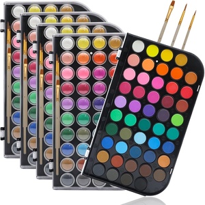 image:imageArtecho 48 Colors 5 Packs Watercolor Paint Set Portable Travel Watercolor Cake Kit with 3 Brushes EasyClean Washable Paint for Card Making Illustrations Painting Calligraphy48 colors 5 pack